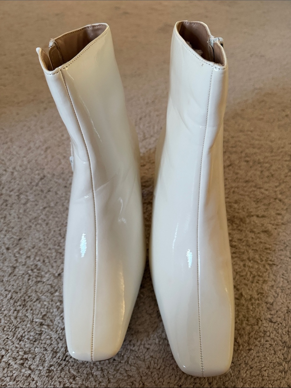 Journee Collection Cream Patent Ankle Booties Tru Comfort